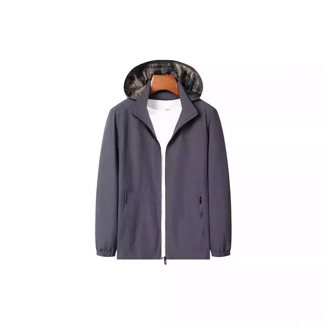 Herren Leichte Kapuzen-Shelljacke mit wasserabweisender Mikrofaser und verdeckten Reißverschlusstaschen Nord Taschen
