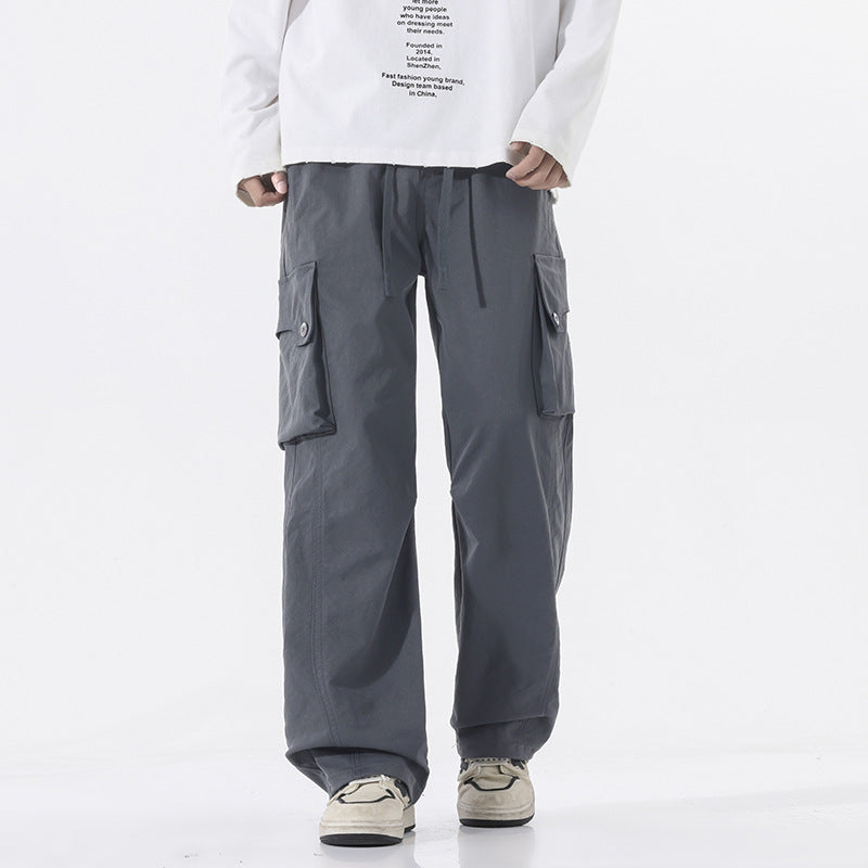 Herren Weite Twill-Cargohose mit Kordelbund und großen Patten-Taschen Nord Taschen