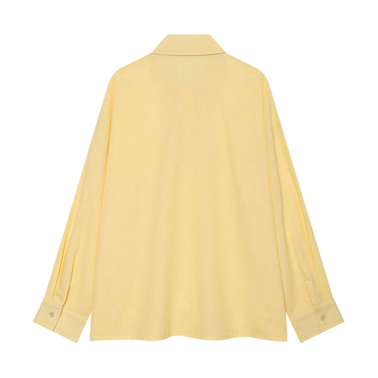 Damen Oversized Leinenoptik-Hemdbluse mit verdeckter Knopfleiste und Manschetten Nord Taschen