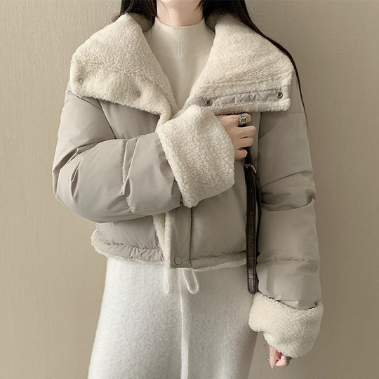 Damen nan kurze wattierte Jacke mit hochschließendem Schalkragen und Teddybündchen Nord Taschen