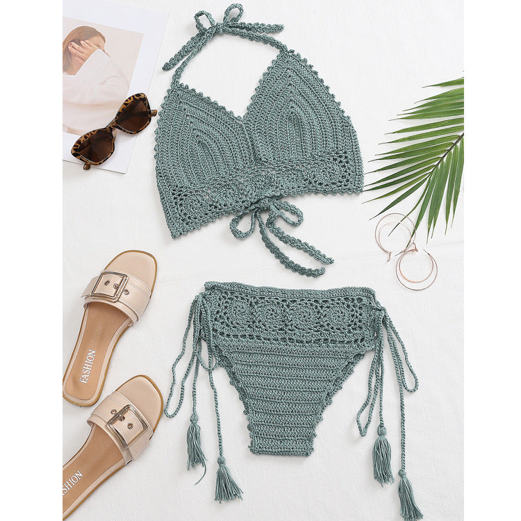 Damen Häkel-Bikini-Set mit tschedderstoff und verstellbaren Trägern
