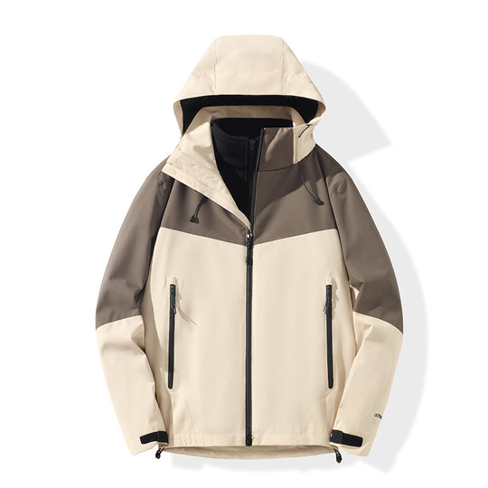 Herren Softshell-Hybridjacke mit Kapuze, getapten Reißverschlüssen und verstellbarem Saum Nord Taschen
