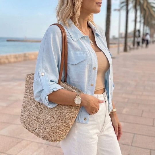Damen Lässige Sommerjacke mit Knopfdetails Nord Taschen