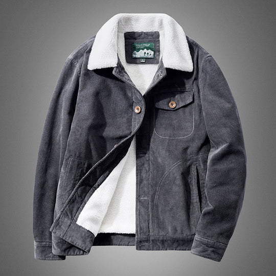 Herren Lässige Cordjacke mit Teddyfutter Nord Taschen
