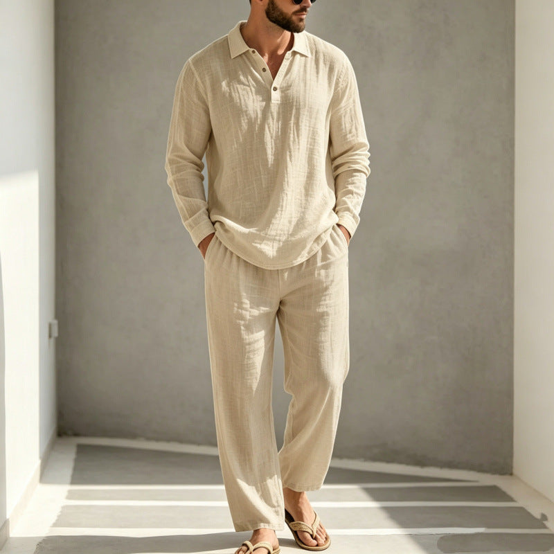 Herren Lässiger Leinen Pyjama Nord Taschen
