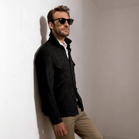 Herren Leichte Fieldjacke aus Baumwoll-Leinen mit Pattentaschen Nord Taschen