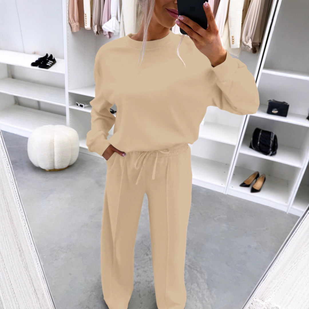 Damen Casual-Loungewear-Set mit Oversize-Batwing-Pullover und weitem Jersey-Hosenbein Nord Taschen