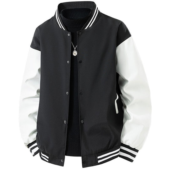 Herren College-Bomberjacke im Retro-Varsity-Design mit Druckknopffront, kontrastärmeln und gerippten Streifenbündchen Nord Taschen