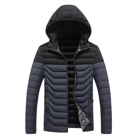 Herren Ultraleichte gesteppte Kapuzenjacke mit Chevron-Steppung, winddichter Außenlage und Thermofutter Nord Taschen
