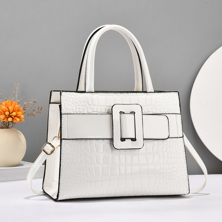 Damen Handtasche mit markanter Krokodilprägung und schickem Verschluss Nord Taschen