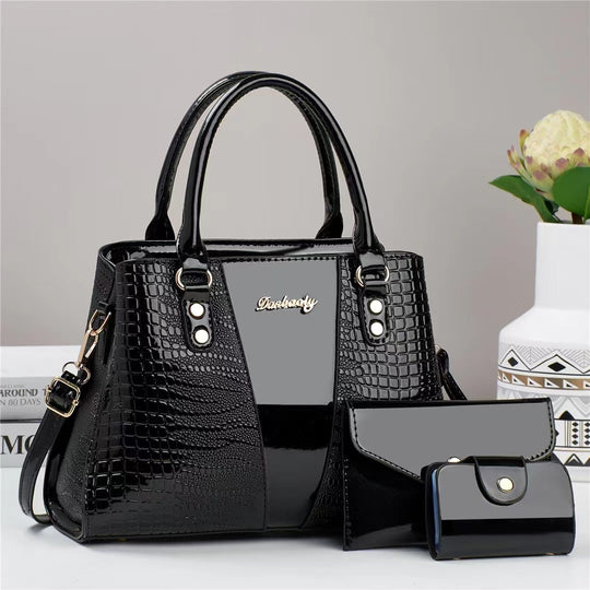 Damen Handtasche mit elegantem Krokodilleder-Design und abnehmbarem Portemonnaie Nord Taschen