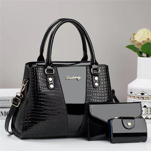 Damen Handtasche mit elegantem Krokodilleder-Design und abnehmbarem Portemonnaie Nord Taschen