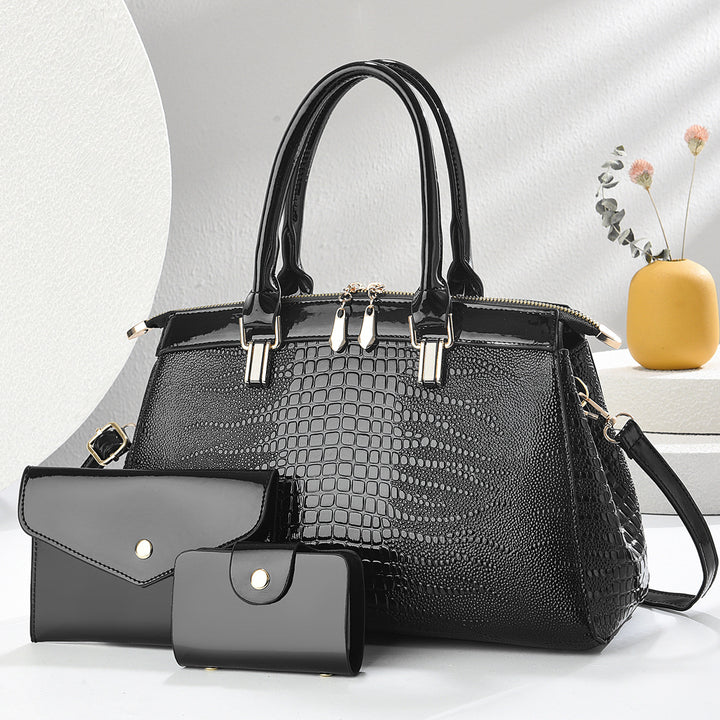 Damen elegante Handtasche mit abnehmbarem Geldbeutel und Krokodilprägung Nord Taschen