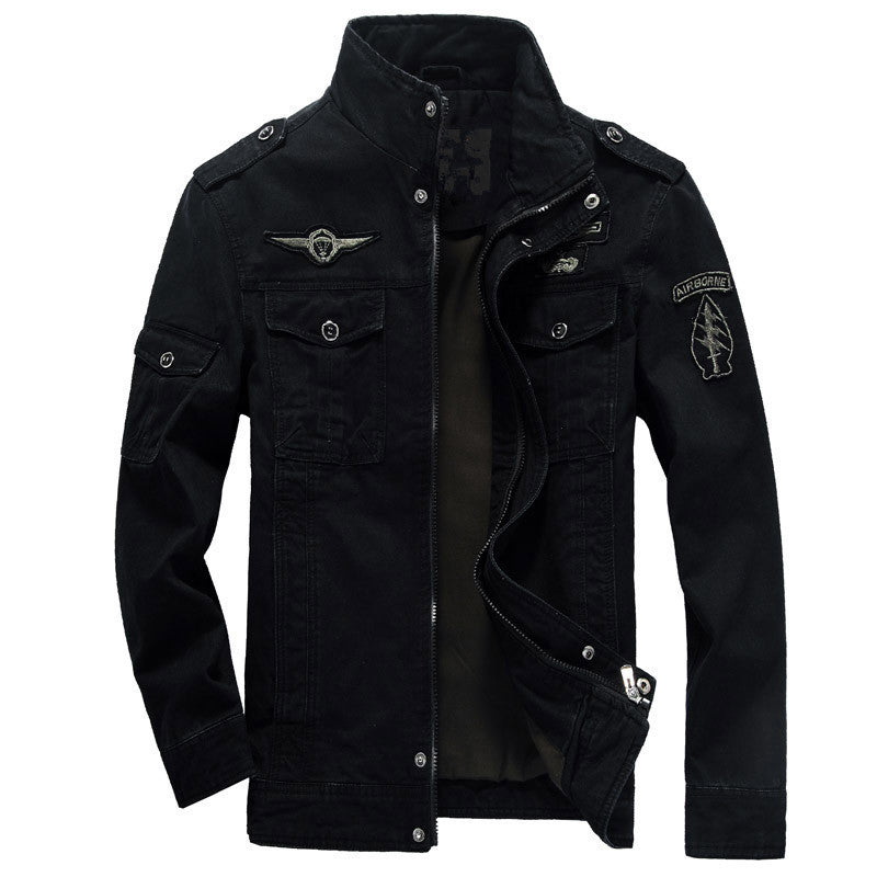 Herren Canvas-Fieldjacke im Military-Utility-Stil mit Stehkragen, Epauletten und Multifunktionstaschen Nord Taschen