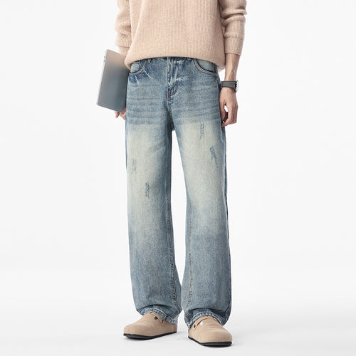Herren Relaxed-Denimhose mit extra weitem Bein, Steinwasch-Effekt und dezenten Used-Details Nord Taschen