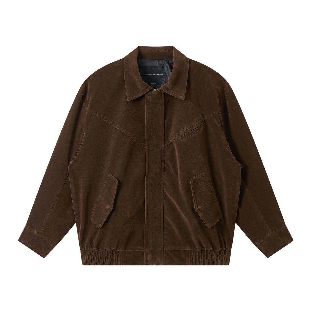 Herren Kurz geschnittener Wildlederoptik Blouson mit elastischem Saum und Pattentaschen Nord Taschen
