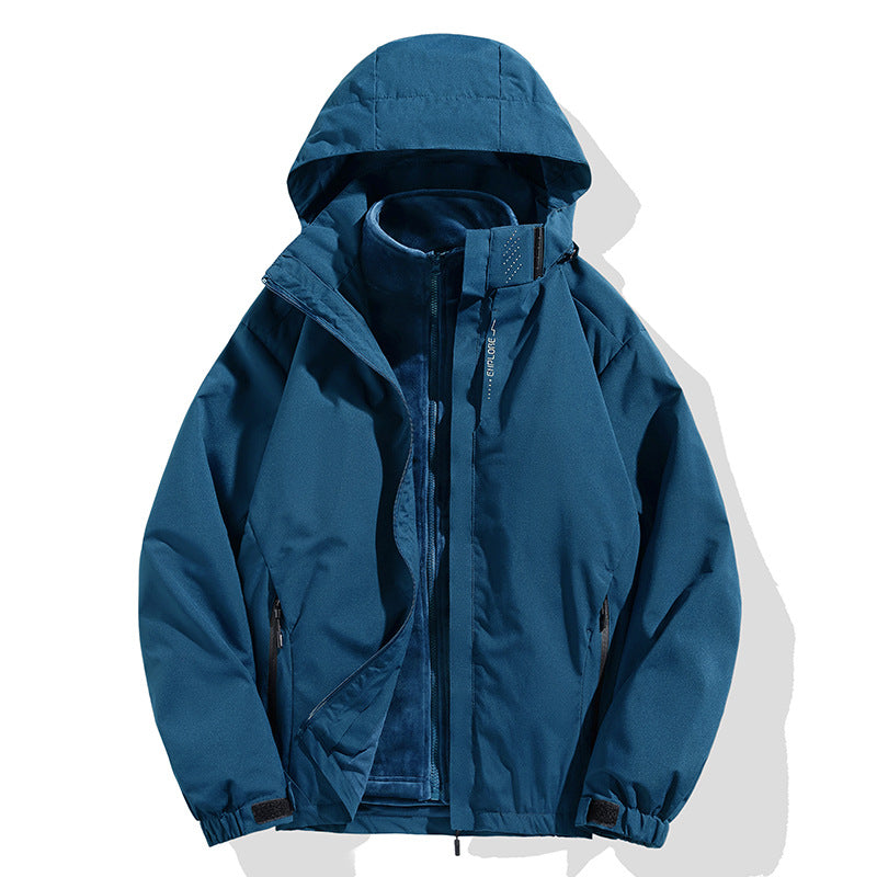 Herren zweiteilige Winterjacke mit abnehmbarer Fleece-Innenjacke wasserdicht winddicht Nord Taschen