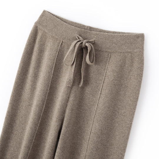 Damen Weiche Strickhose mit weitem Bein, Tunnelzugbund und dekorativer Mittelnaht Nord Taschen