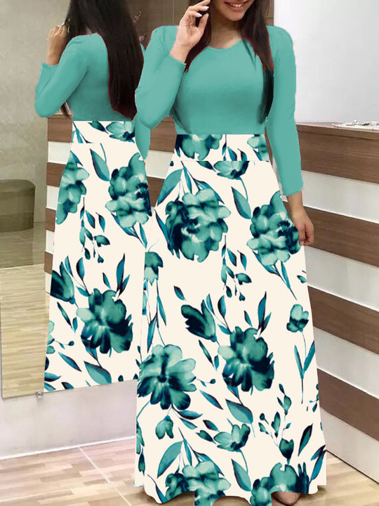Damen Fließender Maxirock mit hoher Taille und großem Blumenprint Nord Taschen