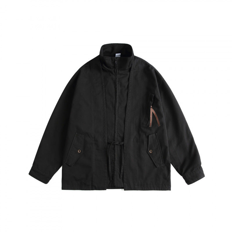 Unisex Kastenförmige Utility-Jacke mit hohem Stehkragen, durchgehendem Reißverschluss und Tunnelzug Nord Taschen