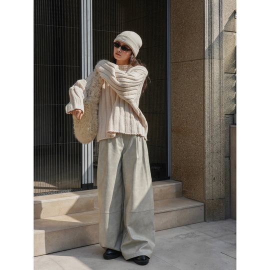 Damen Voluminöser Chunky-Ripp-Pullover mit Boxy-Silhouette Nord Taschen