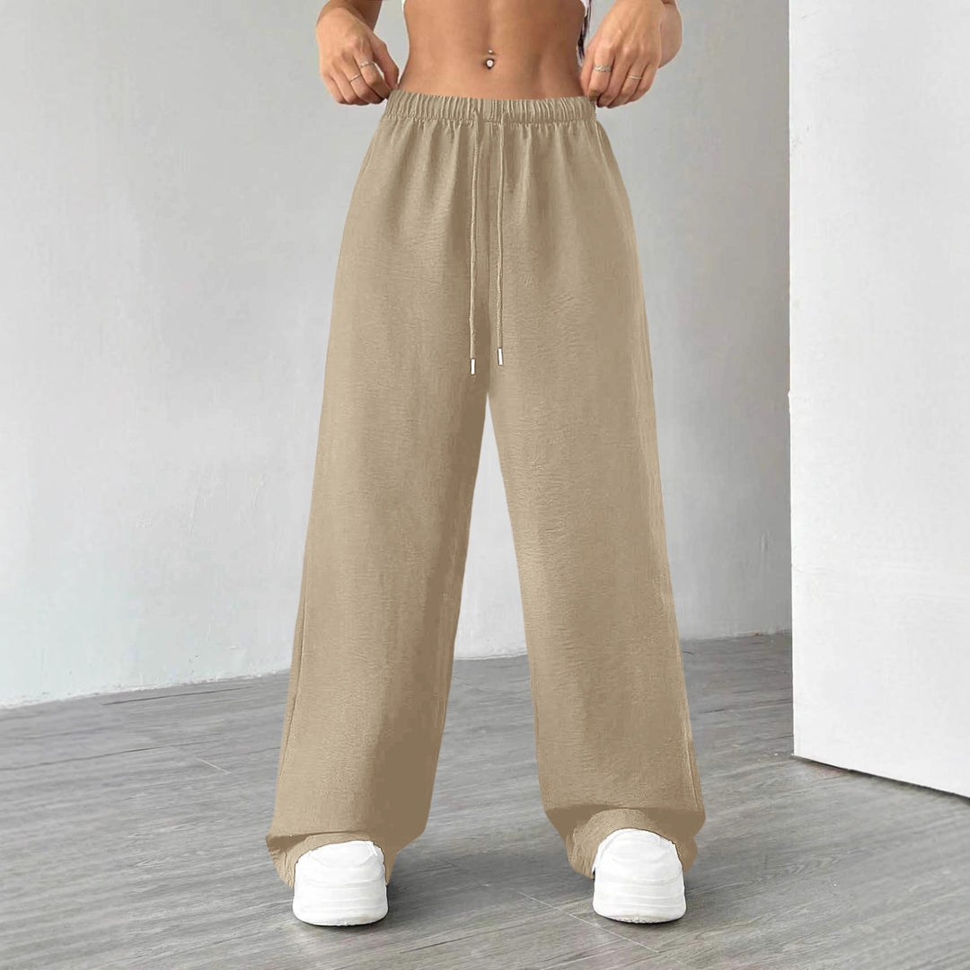 Damen Weite Lounge-Hose mit hohem Elastikbund und Kordelzug Nord Taschen