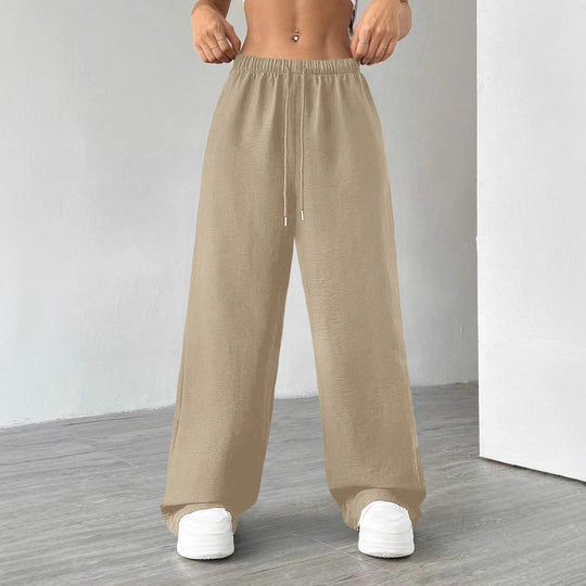 Damen Weite Lounge-Hose mit hohem Elastikbund und Kordelzug Nord Taschen