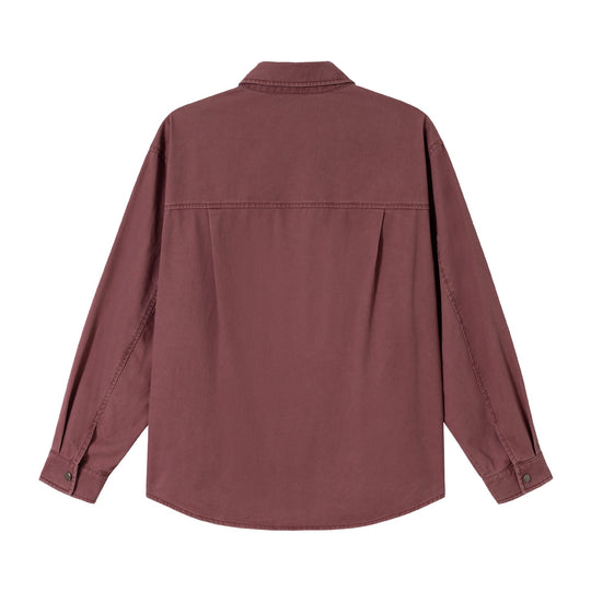 Damen Oversize Hemdjacke im Shacket‑Stil aus gewaschenem Baumwolltwill mit Druckknopfverschluss Nord Taschen