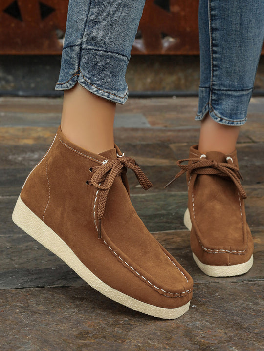 Damen  knöchelhohe Schnürboots mit Mokassinnaht, weicher Innensohle und crepe Sohle Nord Taschen