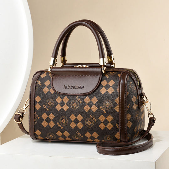Damen Handtasche mit luxuriösem Karomuster und abnehmbarem Schulterriemen Nord Taschen