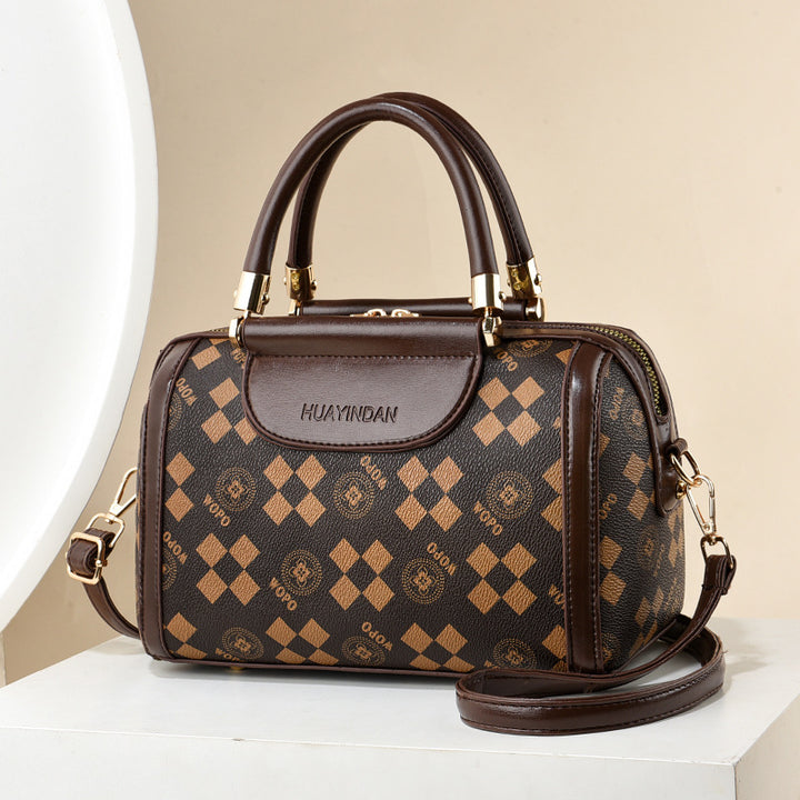 Damen Handtasche mit luxuriösem Karomuster und abnehmbarem Schulterriemen Nord Taschen
