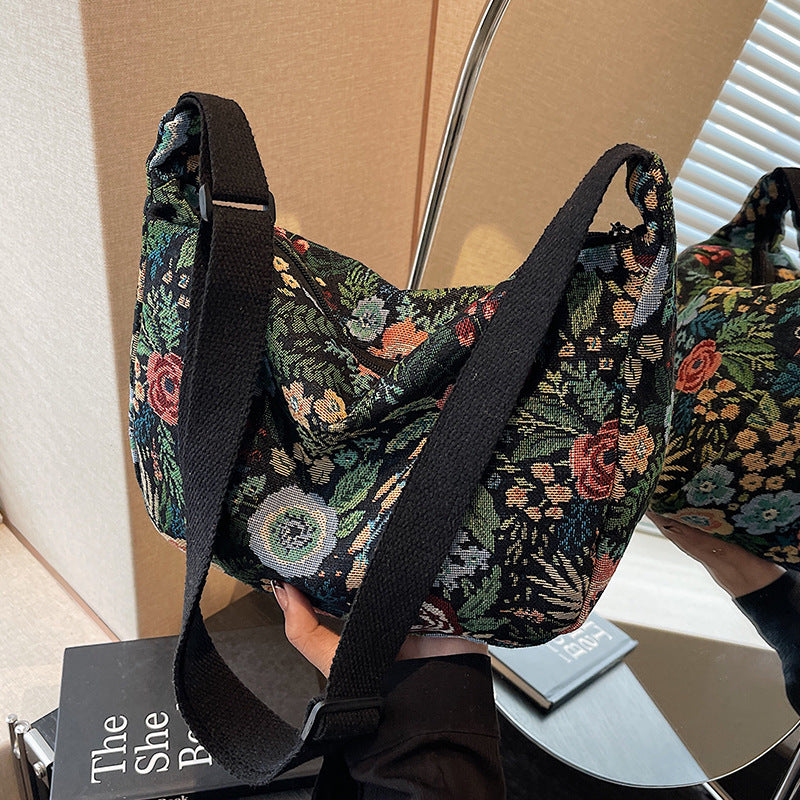 Damen Umhängetasche mit floralem Jacquard-Muster Nord Taschen