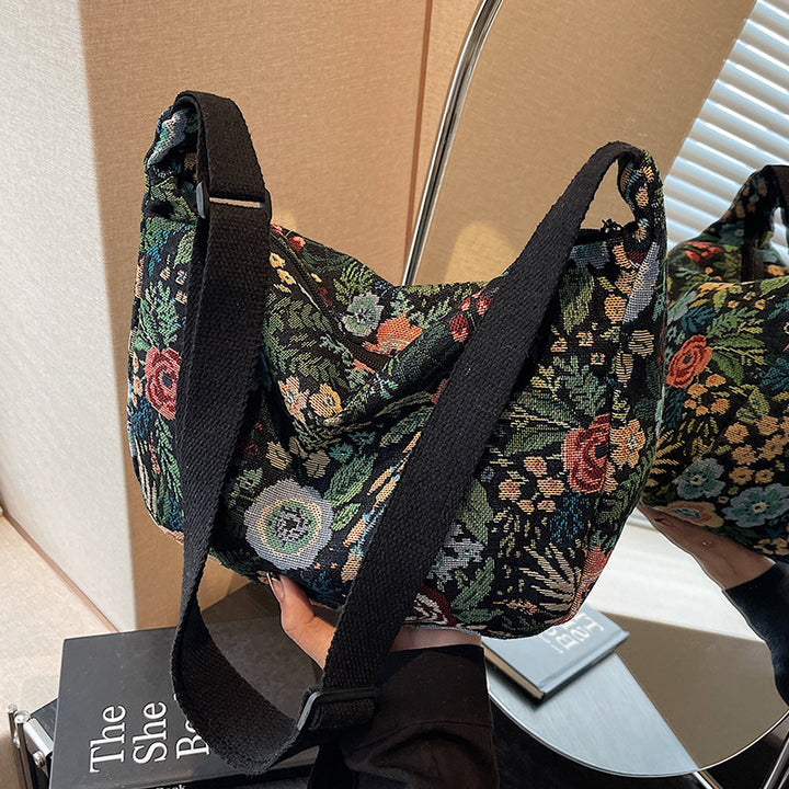 Damen Umhängetasche mit floralem Jacquard-Muster Nord Taschen