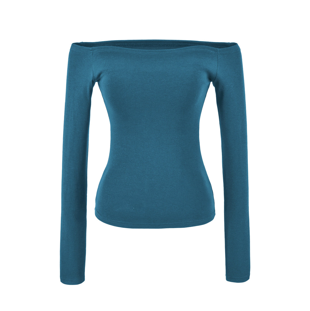 Damen Enganliegendes Off-Shoulder Longsleeve aus Stretch-Jersey Nord Taschen