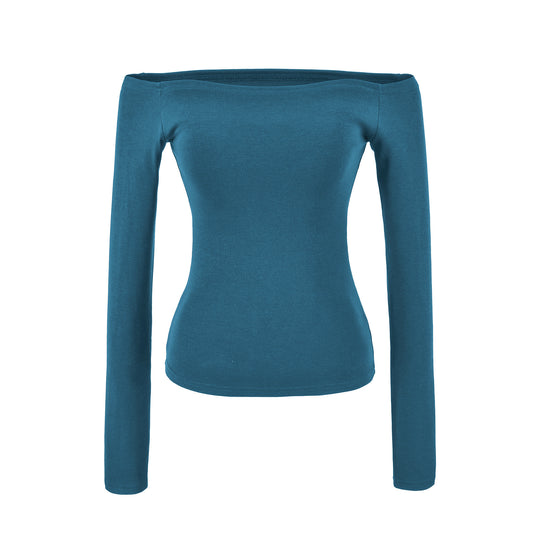 Damen Enganliegendes Off-Shoulder Longsleeve aus Stretch-Jersey Nord Taschen