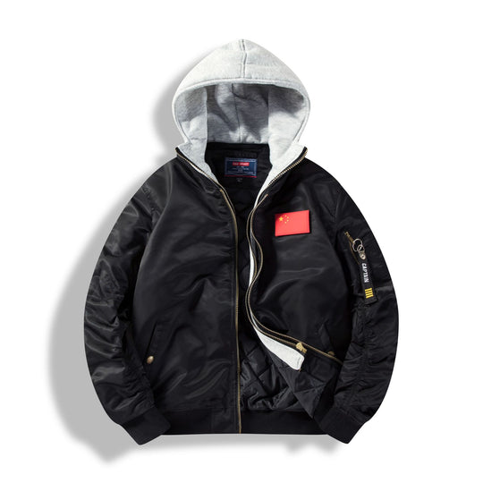 Herren Bomberjacke mit abnehmbarer Kapuzen-Innenseele und gesteppter Thermofütterung Nord Taschen
