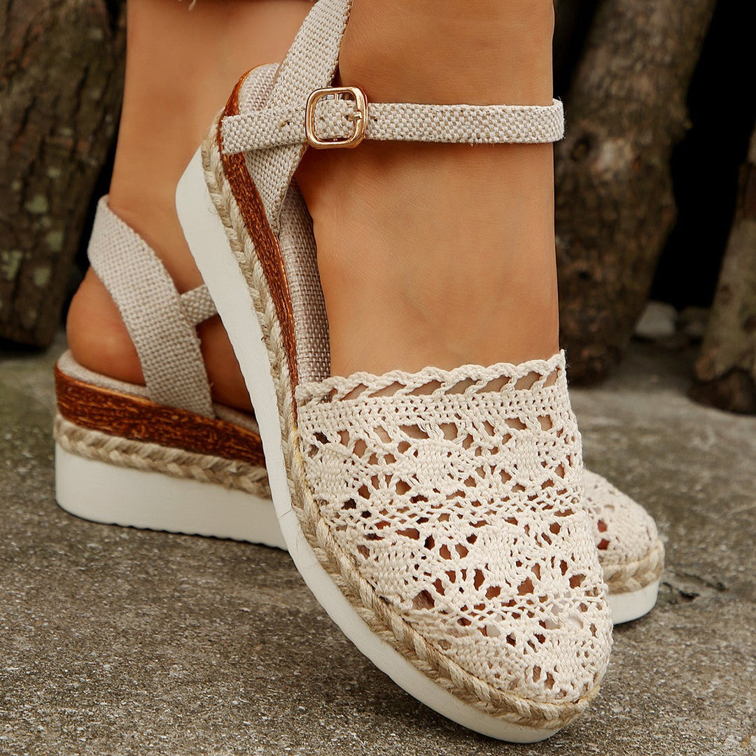 Damen Espadrilles mit elegantem Häkel-Design und komfortabler Sohle