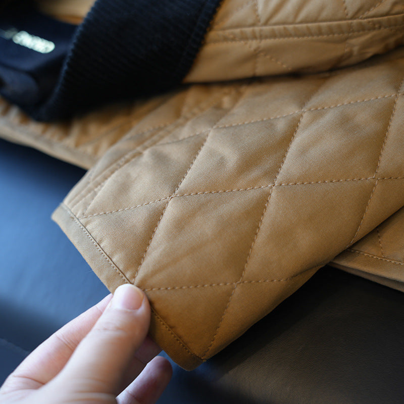 Damen Leichte gesteppte Übergangsjacke mit Cordkragen und Druckknopfleiste Nord Taschen