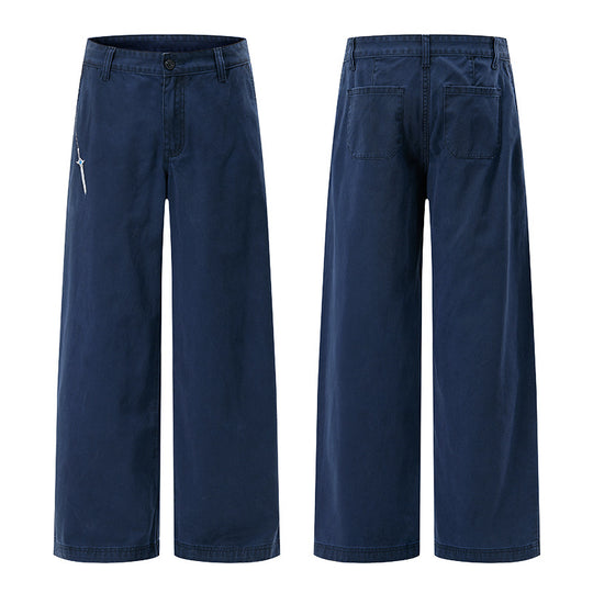 Herren Extraweite Baumwoll‑Twill Baggyhose mit tiefem Schritt und Karabineranhänger Nord Taschen
