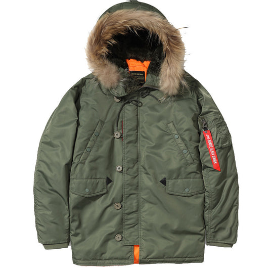 Herren Schwerer Thermo-Parka im Expeditionstil mit Kunstfellkapuze und Multifachtaschen Nord Taschen