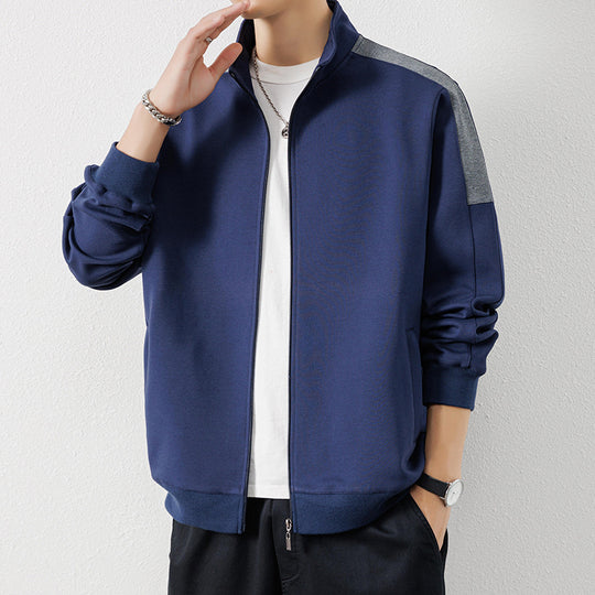 Herren Leichte Zip‑Trainingsjacke im Minimalstil mit Stehkragen und Kontrastpaspel Nord Taschen