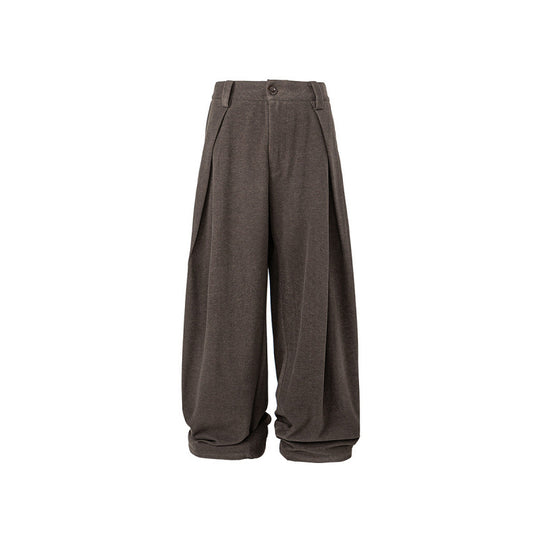 Damen Weite Palazzo-Hose mit hoher Taille, Kellerfalten und umgeschlagenem Saum Nord Taschen