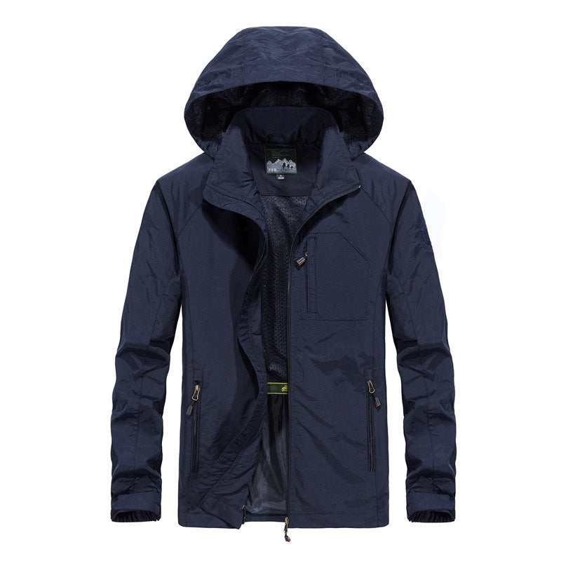 Herren Leichte windabweisende Softshell-Outdoorjacke mit Kapuze, Mesh-Futter und Multifunktionstaschen Nord Taschen