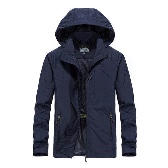 Herren Leichte windabweisende Softshell-Outdoorjacke mit Kapuze, Mesh-Futter und Multifunktionstaschen Nord Taschen
