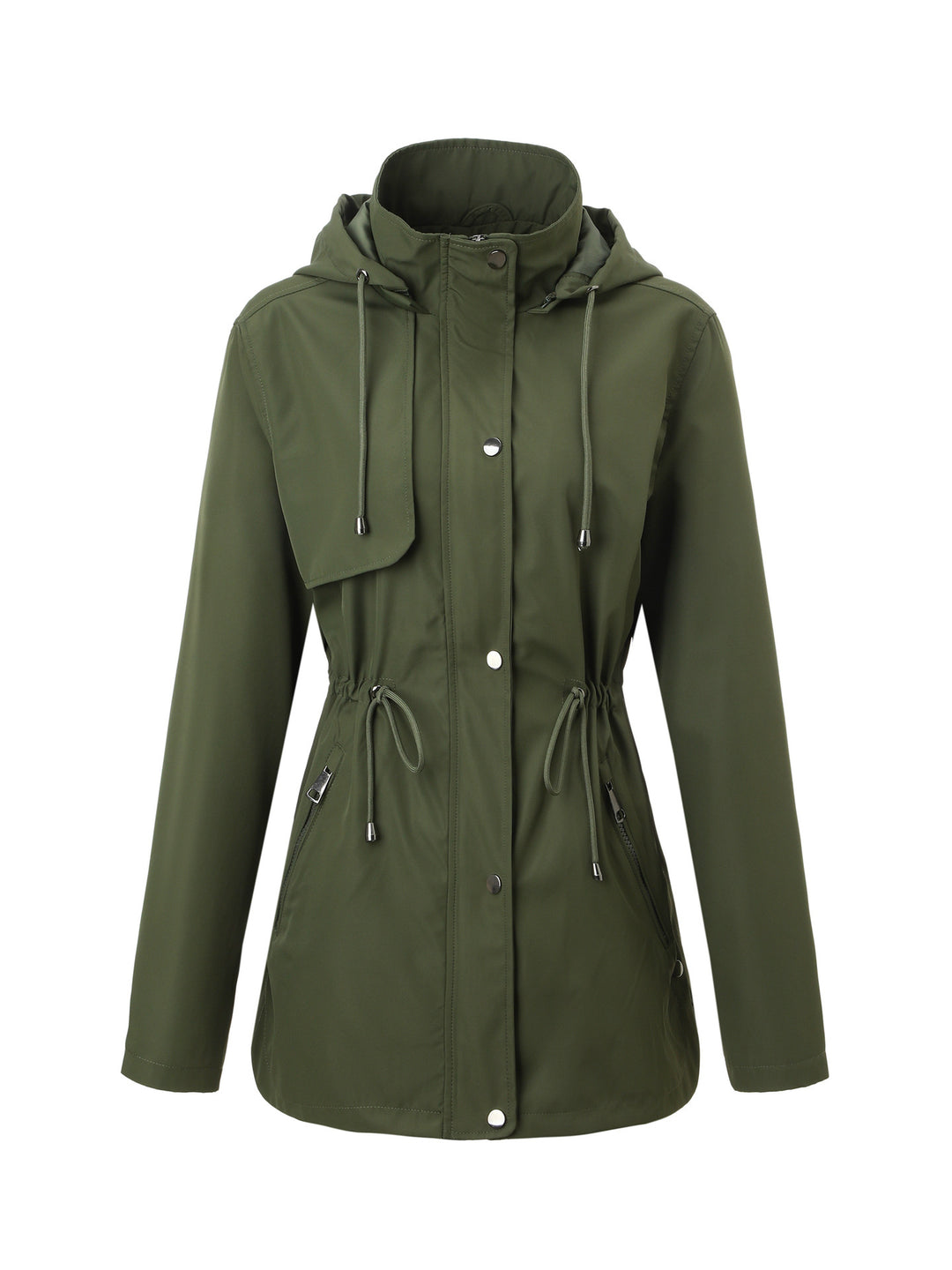 Damen Leichter Regenparka mit Kapuze und Taillenzug Nord Taschen