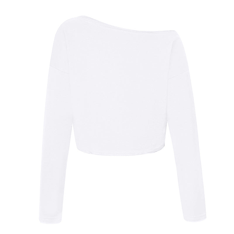 Damen Cropped Langarmshirt mit weitem Boot-Ausschnitt und dropped-shoulder Nord Taschen