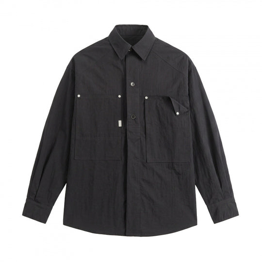 Unisex Kastenförmiges Overshirt mit großen aufgesetzten Taschen und Hemdkragen Nord Taschen