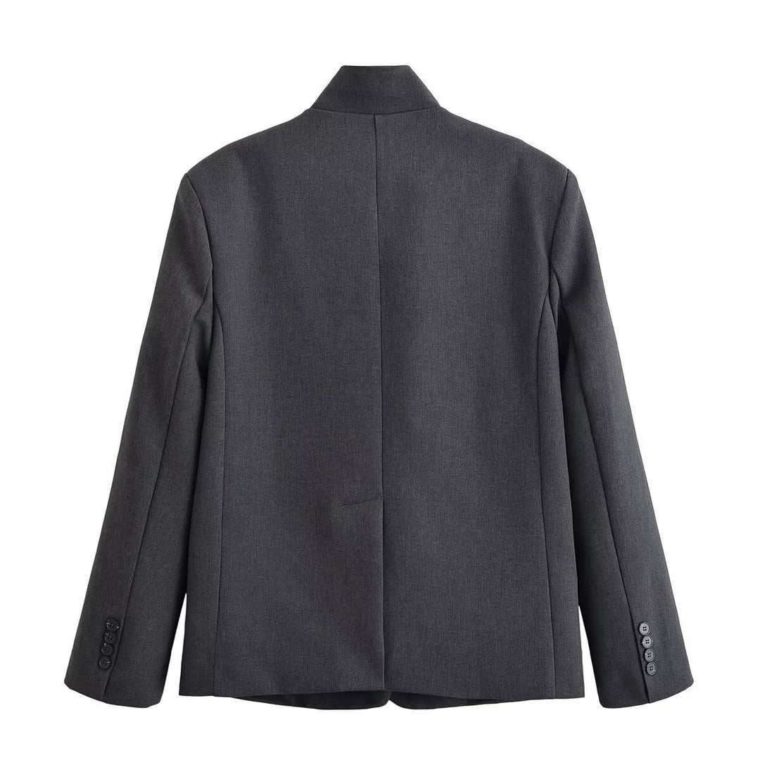Damen Kurzblazer im Boxy‑Schnitt mit Stehkragen und verdeckter Ein-Knopf‑Leiste Nord Taschen