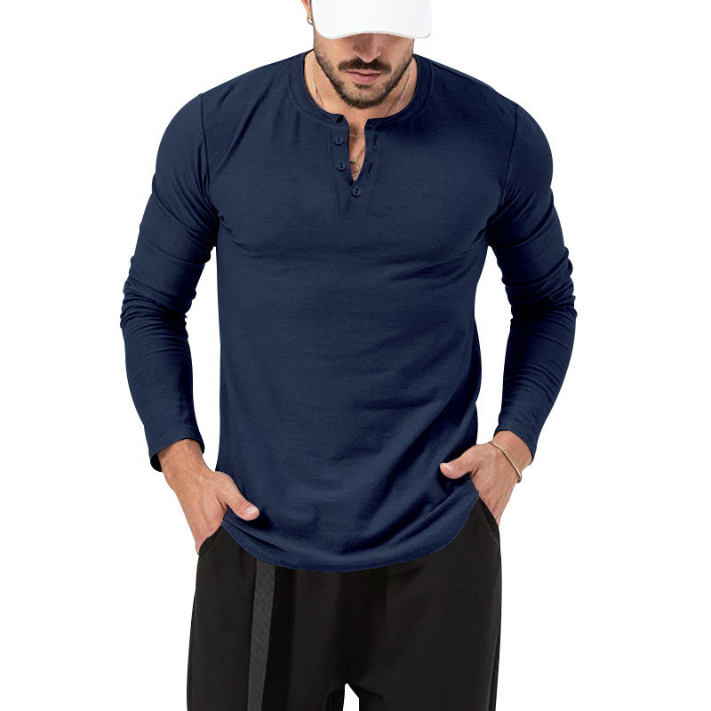 Herren Longsleeve Henley aus leichter Baumwollmischung Nord Taschen