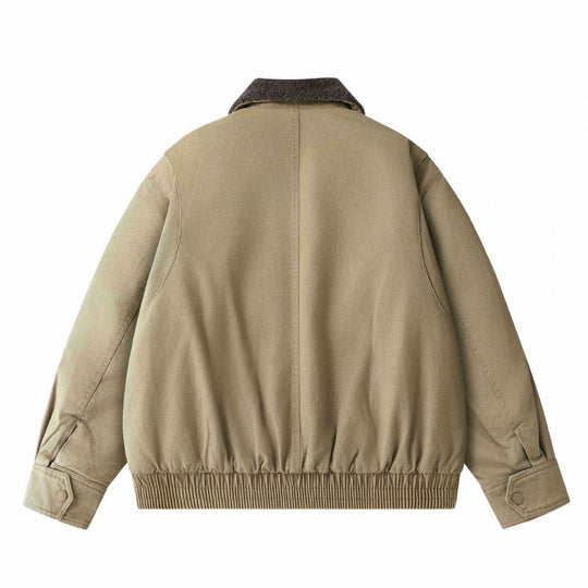 Herren Kurz geschnittener Canvas‑Fliegerblouson mit Sherpa‑Kragen und Multifunktions‑Taschen Nord Taschen